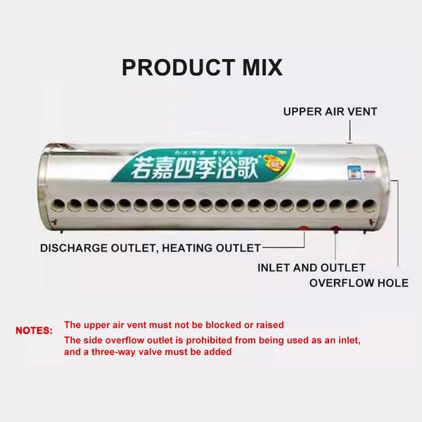 Solar water heater with insulated storage tank and new thick stainless steel inner liner