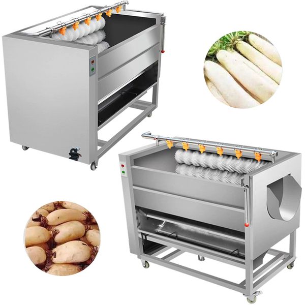 Stainless steel automatic potato and vegetable washer with peeling function