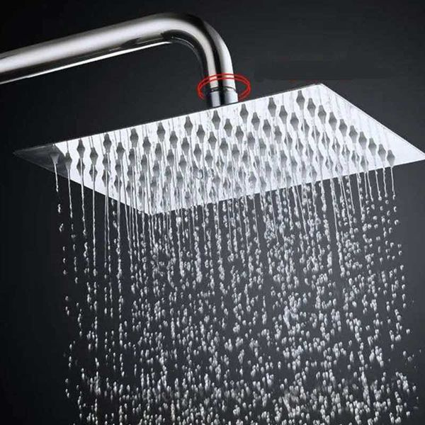 Stainless steel circular ultra-slim waterfall rain shower head in chrome, 10/8/6 inch size with pressure boost for bathrooms