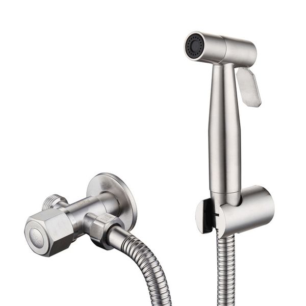 Stainless steel handheld bidet sprayer for bathroom toilet and shower use