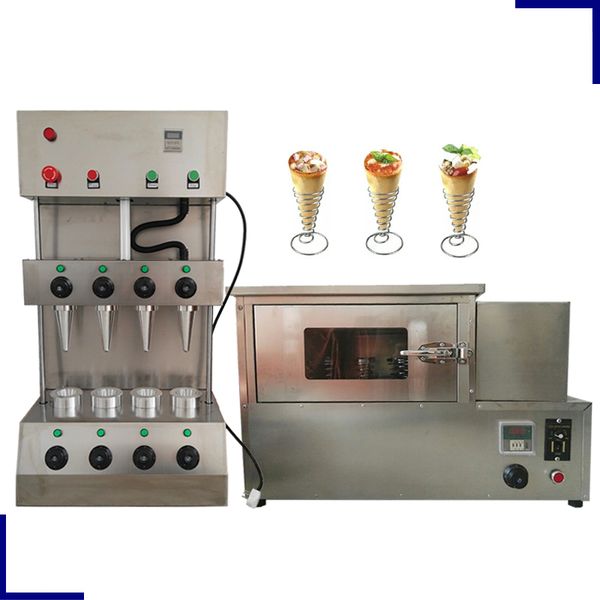 Stainless steel pizza cone maker with 4-mold capacity for handheld oven use
