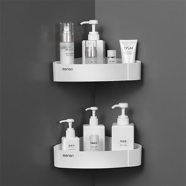 Strong adhesive wall-mounted ABS shower rack for bathroom and kitchen storage