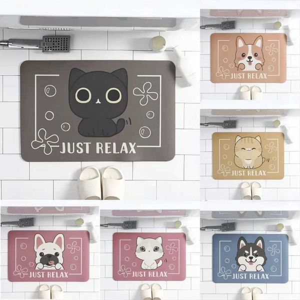 Super absorbent bathroom rug featuring cute cartoon animal prints, non-slip for safety, perfect for home or room decor