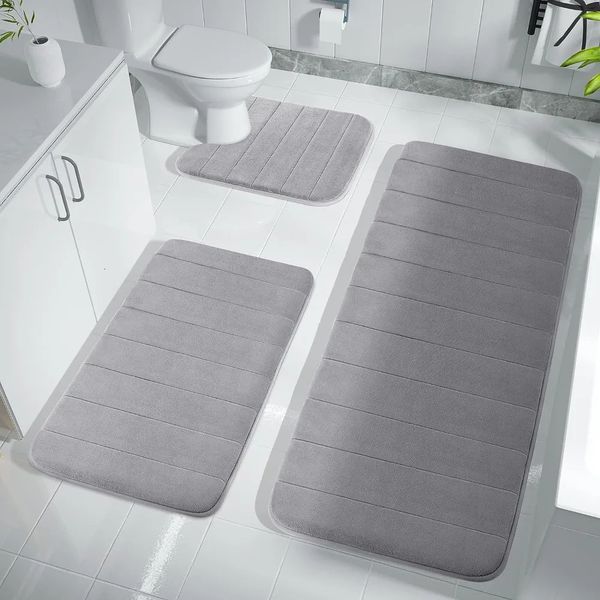Super Absorbent Memory Foam Bath Mat with Non-Slip Backing for Bathroom, Shower, and Toilet Use