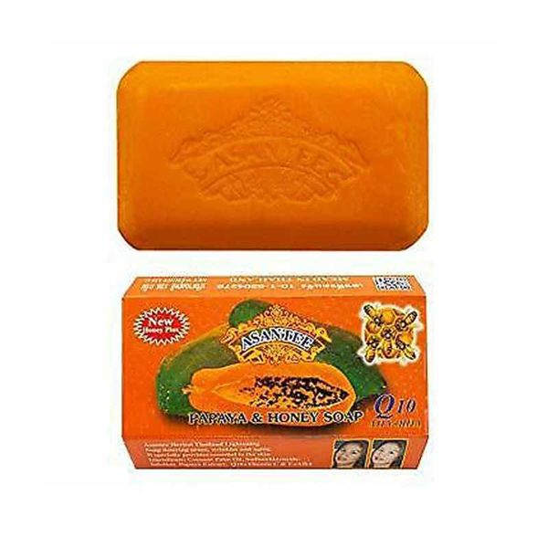 Thailand ASANTEE Papaya Honey Herb Soap for Whitening, Handmade with Moisturizing and Anti-aging Properties (1 piece) M240906