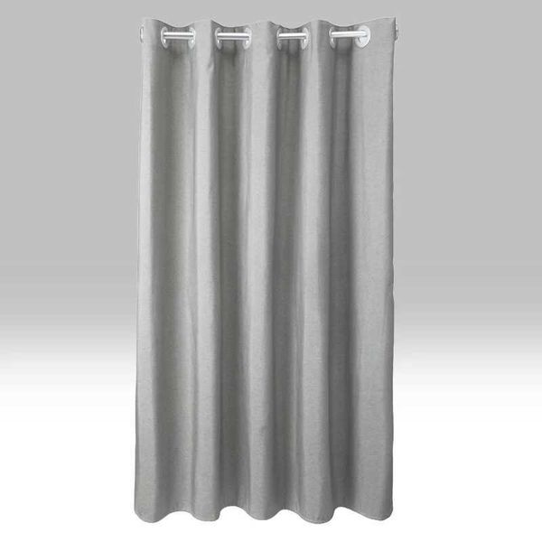 Thick waterproof laminated shower curtain in multiple colors, featuring large silver rings for bathroom use