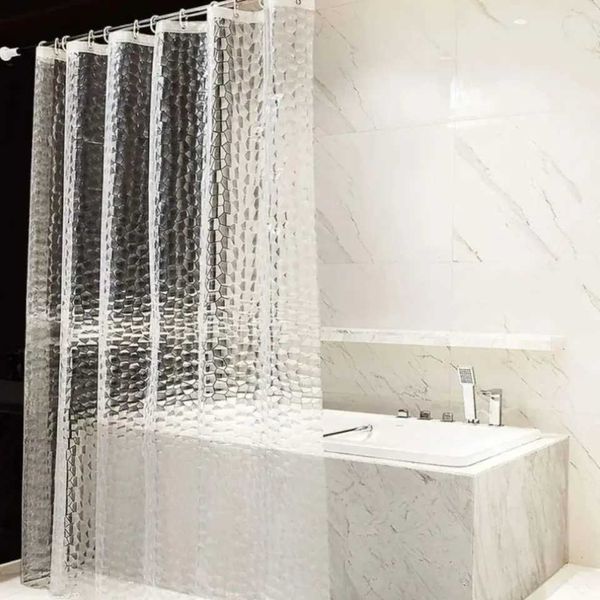 Translucent 3D EVA pebble-patterned shower curtain, waterproof and frosted for clear bathroom privacy