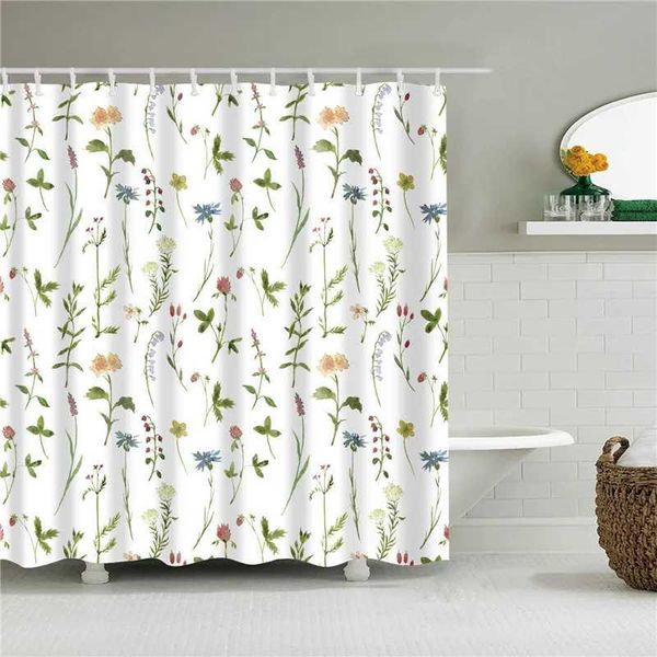 Tropical green plant cactus palm leaf monstera leaves bathtub decor bath screen shower curtain bathroom curtains with hooks Y240815