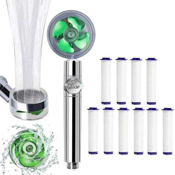 Turbo 360-degree rotating shower head with built-in filter for high-pressure water-saving spray in bathrooms
