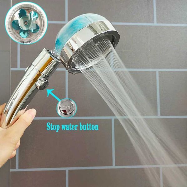 Turbo Propeller High-Pressure Rainfall Shower Head with One-Touch Stop Spray for Spa-Like Bathing Experience M241030