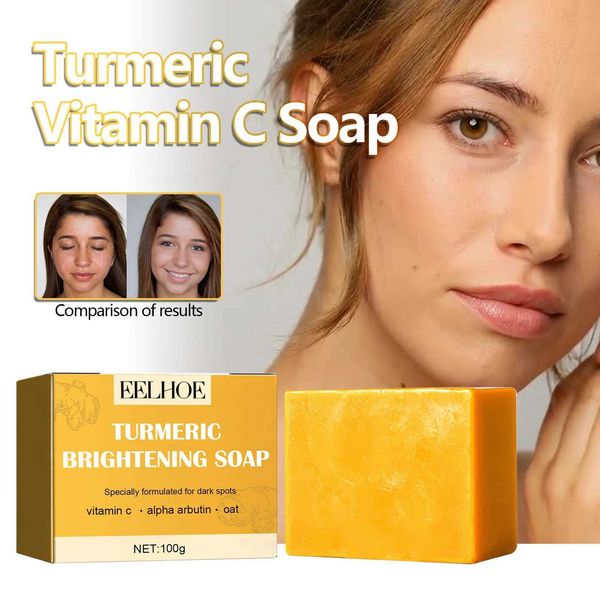 Turmeric soap for face fades dark spots, brightens skin, removes dullness, and moisturizes