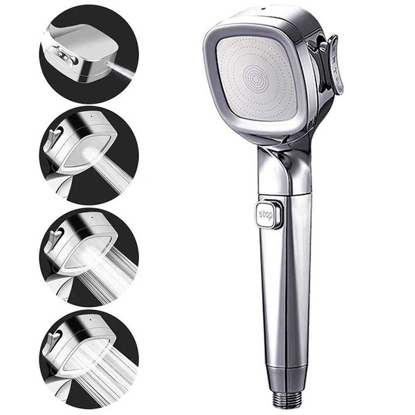 Upgraded 4-mode adjustable high-pressure shower head with stop button filter and handheld design for bathrooms W250109