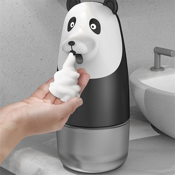 USB-rechargeable automatic foam soap dispenser with panda cartoon design