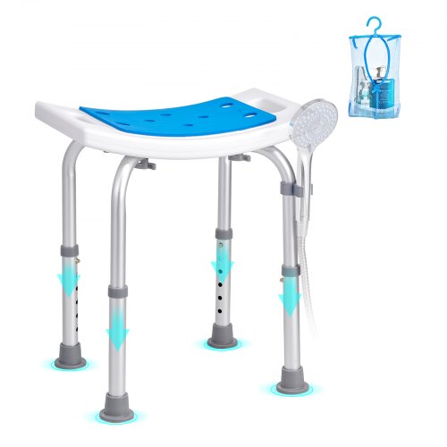 VEVOR Adjustable Shower Chair, Non-Slip Bathtub Stool Seat for Elderly and Disabled with Height Adjustment for Shower or Tub Use