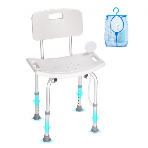 VEVOR Adjustable Shower Chair with Backrest, Non-Slip Bath Seat for Bathtub or Shower Stall