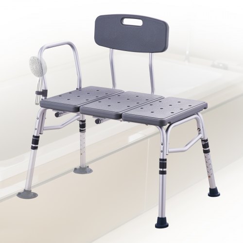 VEVOR Adjustable Tub Transfer Shower Seat for Adults, Lightweight Bath Bench for Seniors and Disabled, Non-Slip Shower Chair