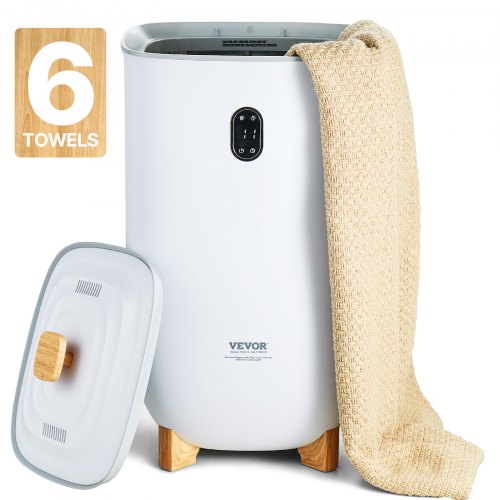 VEVOR bathroom towel warmer with 35L capacity, auto shut-off feature, and space for 6 large towels or blankets