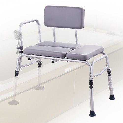 VEVOR's 500lb capacity bathtub transfer bench provides a lightweight, non-slip shower seat with padded comfort for elderly and disabled users