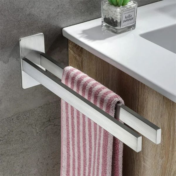 Wall-mounted 304 stainless steel towel rack for bathroom storage