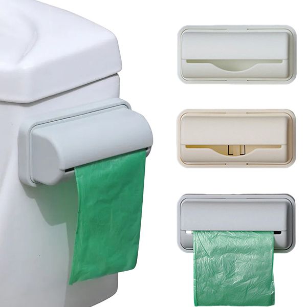 Wall-mounted bathroom storage box for trash bags and kitchen groceries, a plastic container dispenser