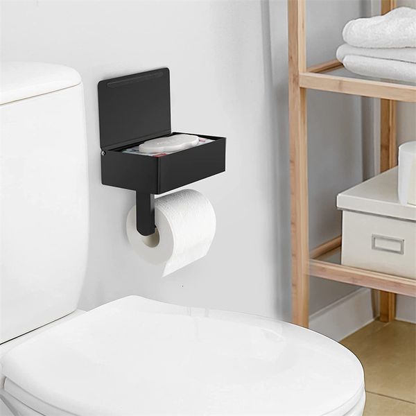 Wall-mounted bathroom tissue holder with self-adhesive or punch-free installation for kitchen and bath