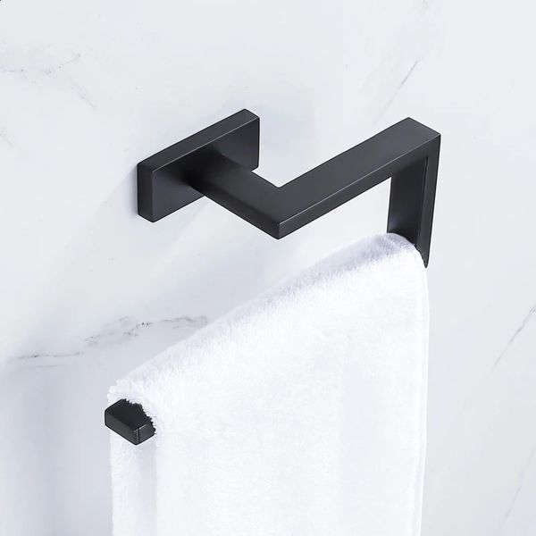 Wall-mounted black brass bathroom rack for towels and toilet paper storage