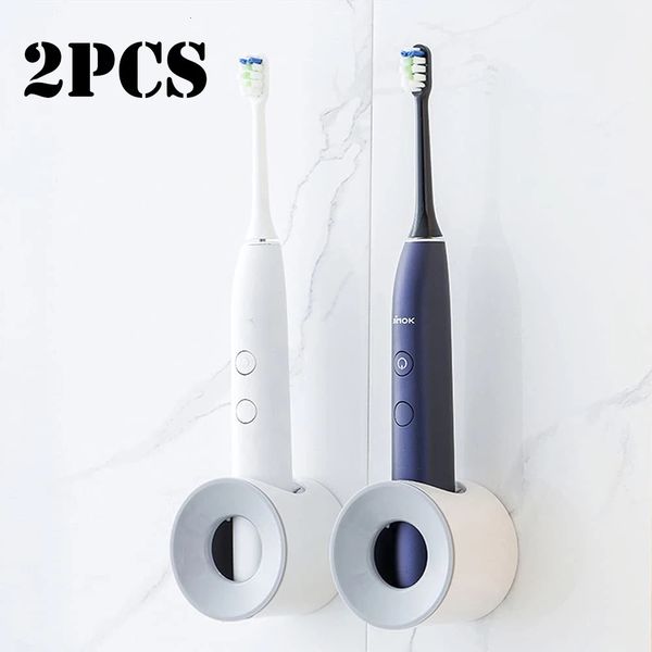 Wall-mounted electric toothbrush holder for bathroom storage