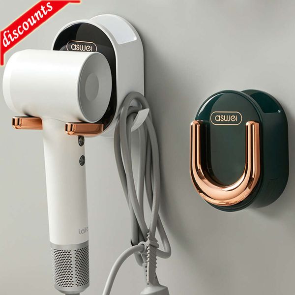 Wall-mounted foldable hair dryer holder for bathroom organization and storage of styling tools