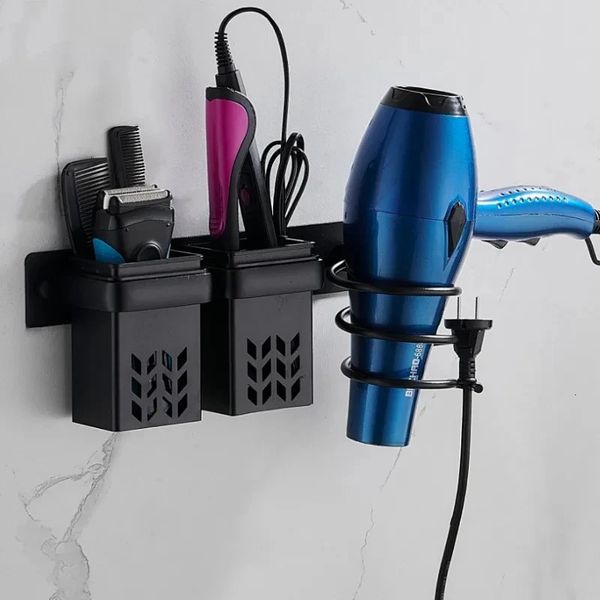 Wall-mounted multifunctional bathroom stand for hair dryers and curling irons
