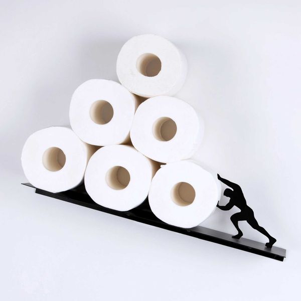 Wall-mounted multi-roll toilet paper holder with storage shelf for bathroom organization
