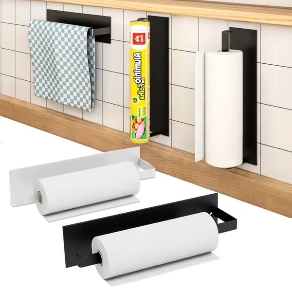 Wall-mounted paper towel holder for kitchen and bathroom, no drilling required
