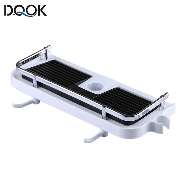 Wall-mounted shower shelf organizer for bathroom storage without drilling