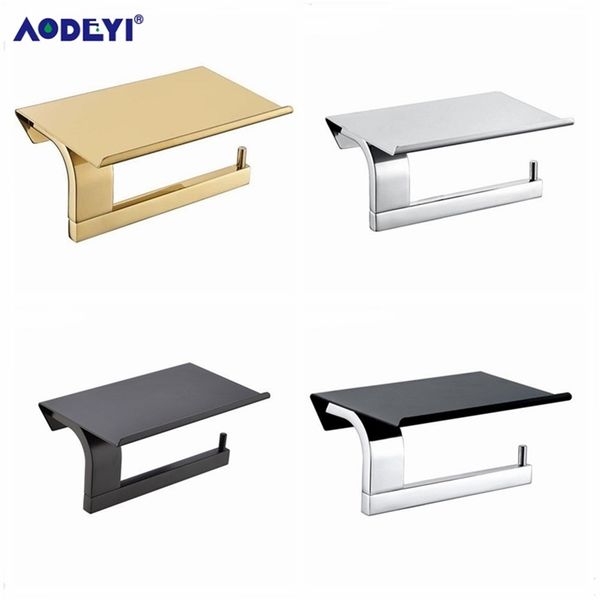 Wall-mounted stainless steel toilet paper holder with phone shelf in various colors