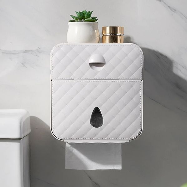 Wall-mounted waterproof toilet paper holder for bathroom storage