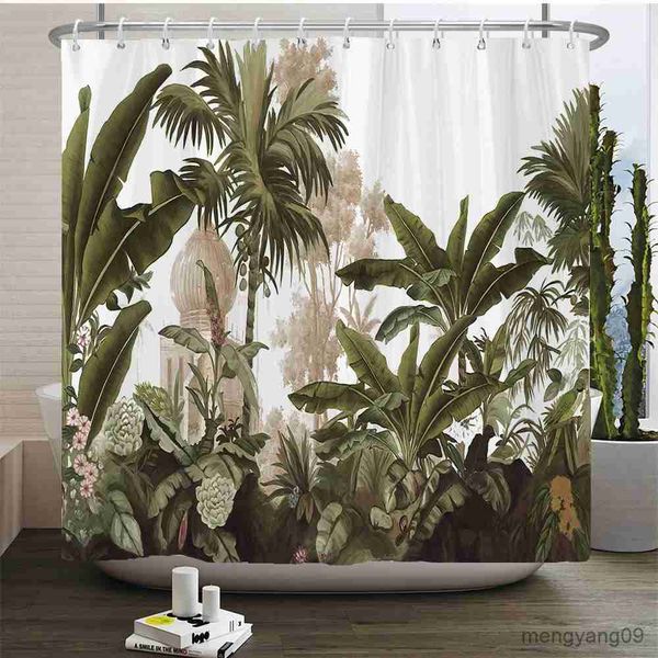 Waterproof 3D printed floral and bird shower curtain for bathroom decor with bath screen