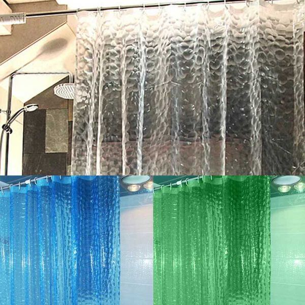 Waterproof 3D thickened shower curtain for bathroom, available in three colors and sizes (1.8x1.8m or 1.8x2.0m), mold-resistant for home decor
