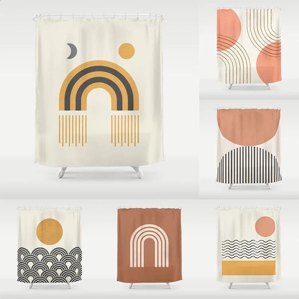 Waterproof circular sun-patterned bathroom curtains for stylish bathtub and shower decor