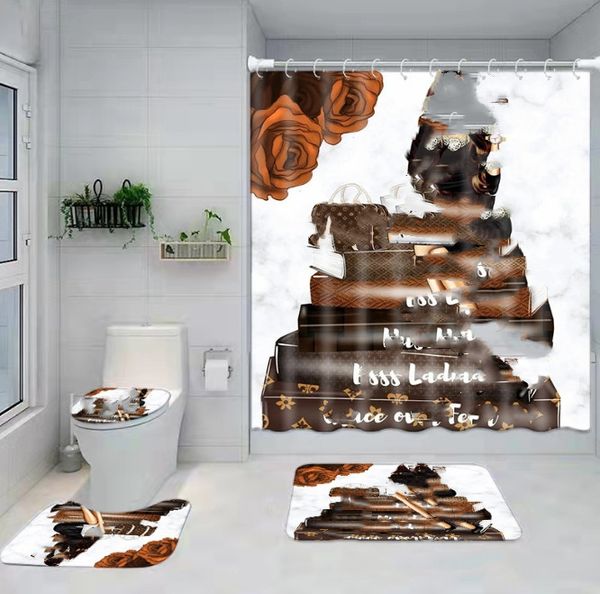Waterproof digital printing shower curtains, non-slip toilet partition mats