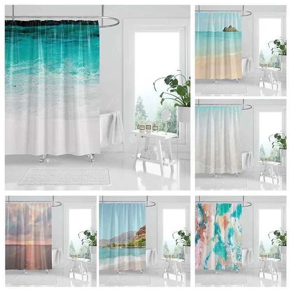 Waterproof fabric shower curtains for bathroom, 180x200cm or 240x200cm sizes, featuring anime and bohemian decorative designs