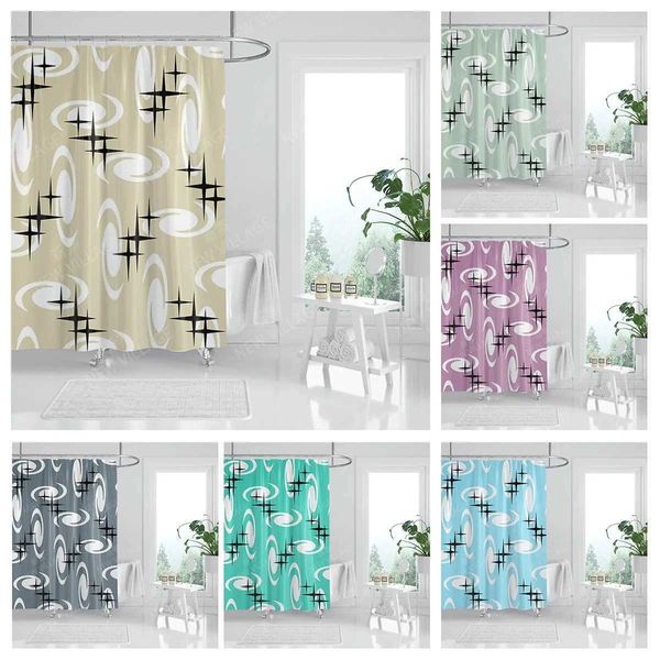 Waterproof fabric shower curtains for bathrooms, 180x200 and 240x200 sizes, with Nordic boho decor style Y240815