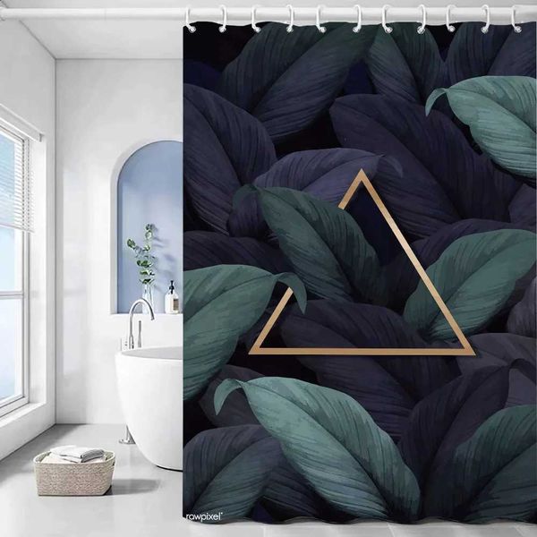 Waterproof fabric shower curtains for tropical-themed bathrooms with gold accents and matching accessories