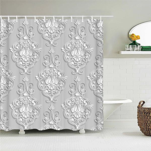 Waterproof geometric striped shower curtain for bathroom with 12 hooks, colorful bathtub decor screen