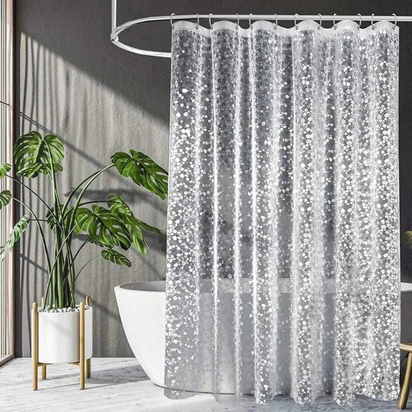 Waterproof pebble-patterned shower curtain liner for bathtubs, 240x80cm