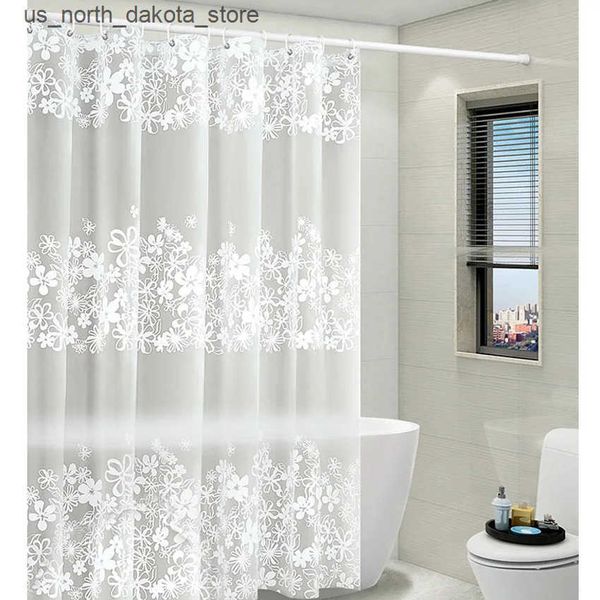 Waterproof PEVA floral shower curtains for spacious bathtubs with included hooks