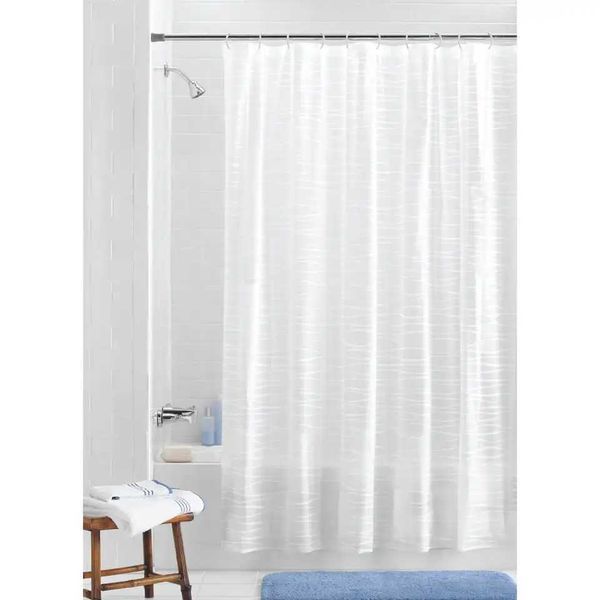 Waterproof PEVA shower curtain with 12 hooks, chlorine-free and lightweight, measuring W240808