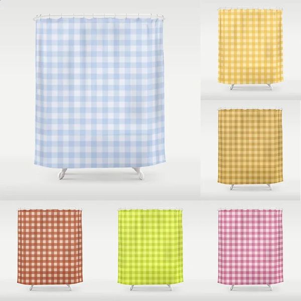 Waterproof, stylish bathroom curtain with a simple grid design for creative home decor