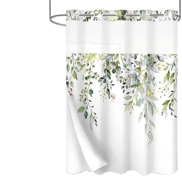 Water-resistant polyester shower curtain featuring long-lasting printed designs
