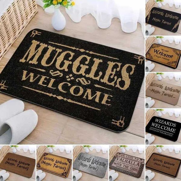 Welcome Muggles Entrance Mat for Living Room - Non-Slip, Washable Area Rug for Home or Office Decor