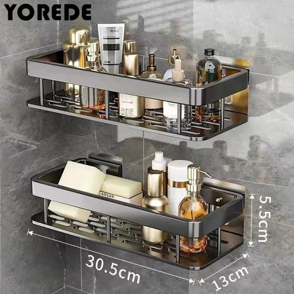 YOREDE bathroom shelves with free-punching storage rack for makeup and toiletries organization